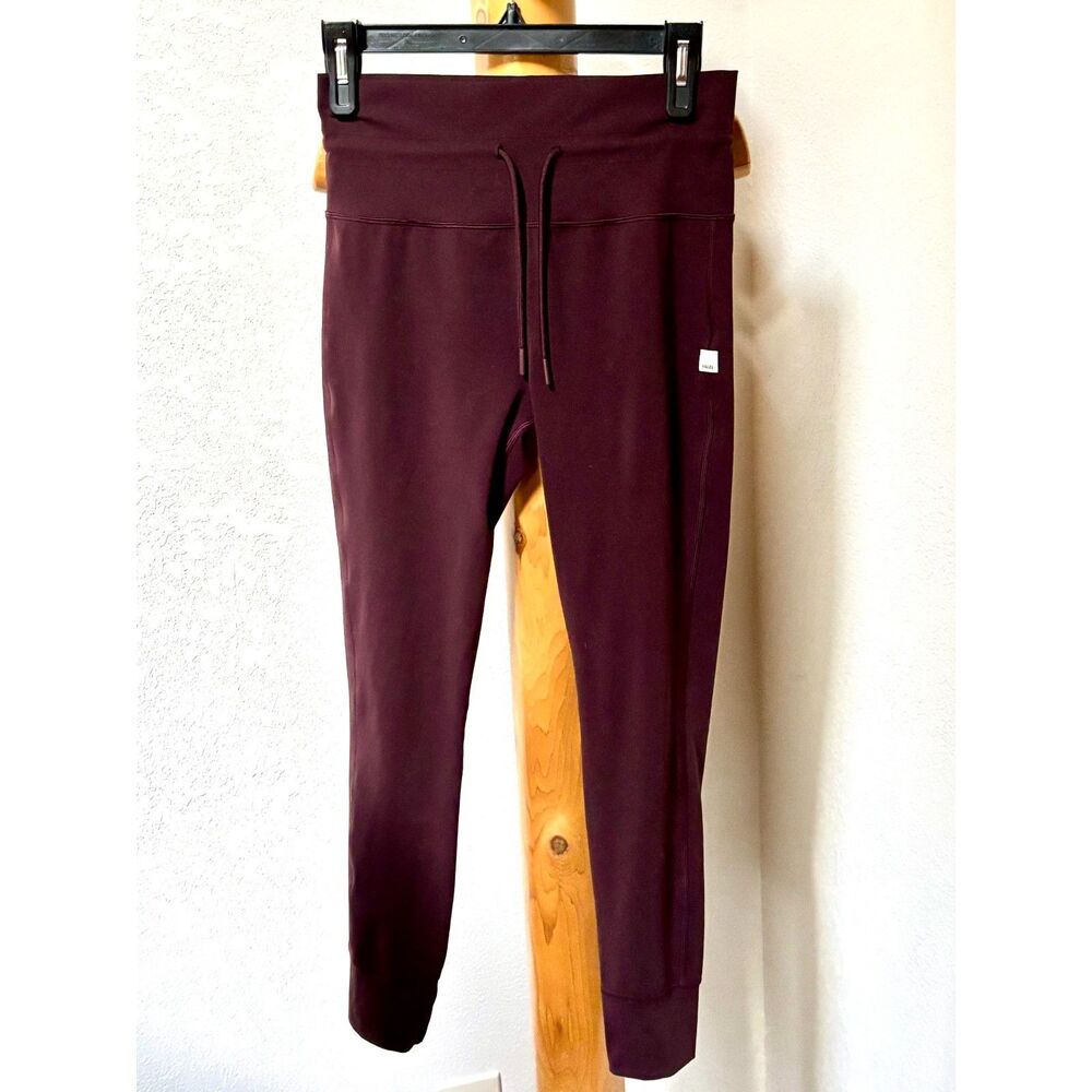 Vuori Women's Daily Leggings Burgundy Drawstring Performance Pants Size XS-S